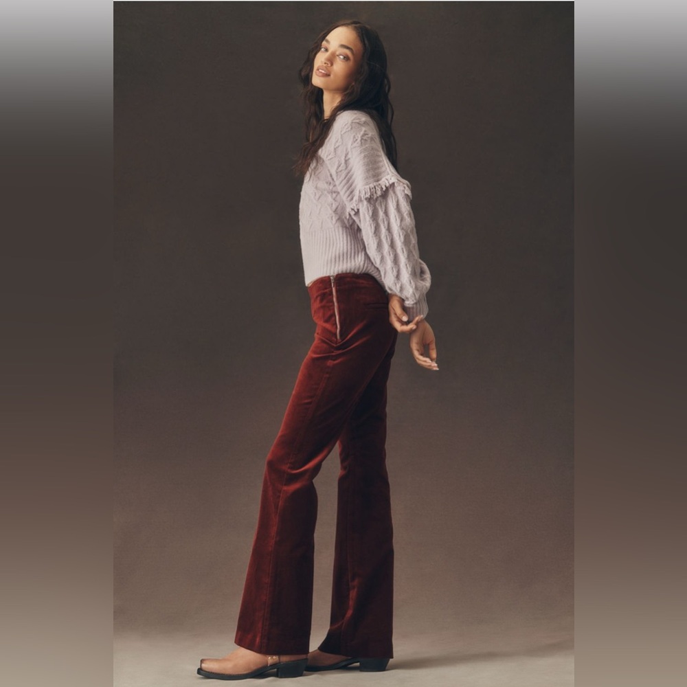 NWT! By Anthropologie Velvet Flare Pants - Size 6 🎆